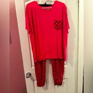 Maurice’s Sleepwear Set Color Red & Hot Pink Checkered Size 1X